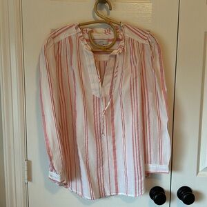 Loft blouse red & white pinstripes